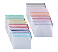 ipow 30 Pcs A6 Pochette à document/Sac de Fichier en Plastique Pvc Zip,Organiser Papiers ou petits Objets Divers des Fournitures,Cosmétiques et Accessoires de Voyage etc - multicolore