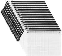 ipow 30Pcs A5 Pochette à Document/Sac de Fichier en Plastique PVC Mesh Zip Classeur Dossier Chemise Imperméable, Ranger Papiers ou Fournitures,Voyage,Bureau Accessoires etc- Semi-Transparent