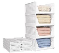 IPOW 4 Boîtes de Rangement Empilables et Pliables : Organisateurs à tiroir pour dressing, placard ou cuisine, design plastique gain de place