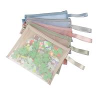 IPOW 5 PCS x A5 Sacs en filet coloré à fermeture éclair en nylon pour ranger et organiser des jouets, respirant transparent avec fermeture éclair avec poignée pour la maison, l'école et le bureau