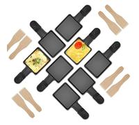ipow Coupelle Raclette Barbecue à Revêtement Anti-adhésif, Poêlon Raclette avec Poignée Anti-brûlure pour Fromage Fondu Oeuf Frit Pomme de Terre, Accessoires avec 8 Pcs Spatules en Bois