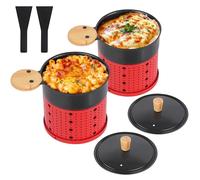 ipow Lot de 2 Appareil Raclette Bougie à Revêtement Antiadhésif,Poêlon Raclette Individuelle de Fusion Rapide sans Fil pour Fromage Fondu Chocolat Oeuf Frit à Table,dans Jardin,en Camping,2 Spatules