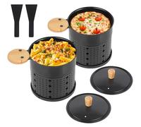 ipow Lot de 2 Appareil Raclette Bougie à Revêtement Antiadhésif,Poêlon Raclette Individuelle de Fusion Rapide sans Fil pour Fromage Fondu Chocolat Oeuf Frit à Table,dans Jardin,en Camping,2 Pelles