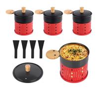 ipow Lot de 4 Appareil Raclette Bougie à Revêtement Antiadhésif,Poêlon Raclette Individuelle de Fusion Rapide sans Fil pour Fromage Fondu Chocolat Oeuf Frit à Table,dans Jardin,en Camping,4 Pelles