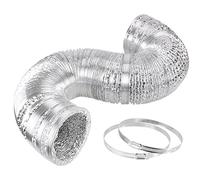 iPower GLDUCT10X25C Tuyau d'aération Flexible Non isolé en Aluminium de 25,4 cm et 7,6 m pour Ventilation CVC, 2 Colliers de Serrage Inclus