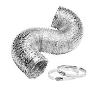 iPower Tuyau d'aération Flexible Non isolé de 10,2 cm et 2,4 m pour Ventilation CVC avec 2 Colliers de Serrage, 1 pièce, argenté