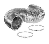 iPower Tuyau d'aération Flexible Non isolé en Aluminium de 15,2 cm et 2,4 m pour Ventilation CVC, 2 Colliers de Serrage Inclus