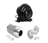 iPower Ventilateur de circulation en ligne de 10,2 cm 230 CFM, filtre à air, conduit de 2,4 m pour tente de culture, noir