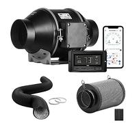 iPower Ventilateur intelligent de 10,2 cm avec contrôle de la température d'humidité via Bluetooth et application WiFi, filtre à air à charbon conçu avec un conduit de séchage Al de 2,4 m, CVC pour