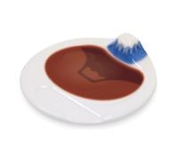 IPPINKA Hidden Mount Fuji Relief Plat à sauce soja - Soucoupe d'assaisonnement en porcelaine - Assiette à tremper pour sushi - 9,4 x 9,4 cm - Bleu
