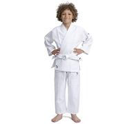 IPPONGEAR Beginner 2 Combinaison de Judo pour Enfants Combinaison d'arts Martiaux avec Ceinture (élastique et Cordon de Serrage au Pantalon, 190gr/m² de Tissu) Blanc