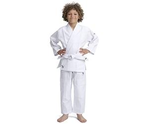 IPPONGEAR Beginner 2 Combinaison de Judo pour Enfants Combinaison d'arts Martiaux avec Ceinture (élastique et Cordon de Serrage au Pantalon, 190gr/m² de Tissu) Blanc