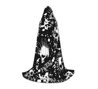 IPPONGET Cape à capuche blanche avec imprimé tête de mort punk pour carnaval - Décorations de fête sur le thème des vampires, jeu de rôle gothique et cosplay