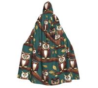 IPPONGET Cape à capuche pour adulte avec imprimé hibou magique pour cosplay, bal masqué, spectacles, événements