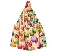 IPPONGET Cape à capuche pour adulte avec imprimé macaron biscuit pour cosplay, bal masqué, spectacles, événements, fête