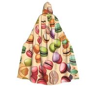 IPPONGET Cape de carnaval à imprimé macaron biscuit avec capuche pour femmes et hommes pour cosplay et fêtes à thème