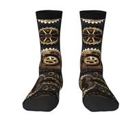 IPPONGET Chaussettes pour adulte Motif engrenages steampunk Chaussettes épaisses et chaudes Unisexe Pour les entraînements et le quotidien, 2 Noir-1, taille unique