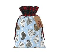 IPPONGET Chinchillas bleus et lune imprimés sacs d'emballage de Noël sacs cadeaux festifs pour collaborateurs mariage fêtes plus