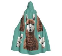 IPPONGET Imprimé alpaga lama unisexe pleine longueur à capuche effrayant accessoire de costume d'Halloween médiéval sorcière vampire