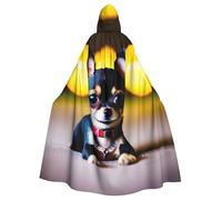 IPPONGET Imprimé chien chihuahua unisexe pleine longueur à capuche effrayant accessoire de costume d'Halloween médiéval sorcière vampire