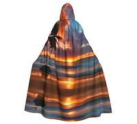 IPPONGET Imprimé coucher de soleil plage unisexe pleine longueur à capuche effrayant accessoire de costume d'Halloween médiéval sorcière vampire