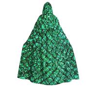 IPPONGET Imprimé écailles de poisson vert unisexe pleine longueur à capuche effrayant accessoire de costume d'Halloween médiéval sorcière vampire