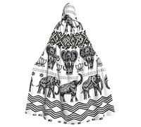 IPPONGET Imprimé éléphant bohème unisexe pleine longueur à capuche effrayant accessoire de costume d'Halloween médiéval sorcière vampire