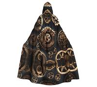 IPPONGET Imprimé engrenages steampunk unisexe pleine longueur à capuche effrayant accessoire de costume d'Halloween médiéval sorcière vampire