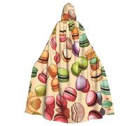 IPPONGET Imprimé macaron biscuit unisexe pleine longueur à capuche effrayant accessoire de costume d'Halloween médiéval sorcière vampire