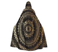 IPPONGET Imprimé mandala unisexe pleine longueur à capuche effrayant accessoire de costume d'Halloween médiéval sorcière vampire