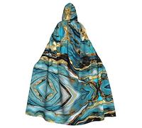 IPPONGET Imprimé marbre bleu turquoise doré unisexe pleine longueur à capuche effrayant accessoire de costume d'Halloween médiéval sorcière vampire