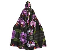 IPPONGET Imprimé orchidées violettes unisexe pleine longueur à capuche effrayant accessoire de costume d'Halloween médiéval sorcière vampire