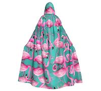IPPONGET Joli imprimé flamants roses unisexe pleine longueur à capuche effrayant accessoire de costume d'Halloween médiéval sorcière vampire