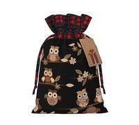 IPPONGET Jolis sacs cadeaux de Noël imprimés hiboux marron pour collègues, mariages, fêtes et plus