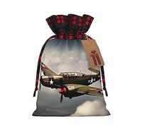 IPPONGET Lot de 2 sacs d'emballage de Noël imprimés avion de la Seconde Guerre mondiale - 2 _00 - Sacs cadeaux festifs pour collègues, mariages, fêtes, etc
