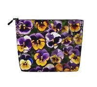 IPPONGET Pansy Perfection Trousse de maquillage monocouche avec poches zippées pour femme, mignonne et portable, noir, taille unique, Noir/blanc, One Size