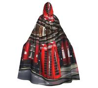 IPPONGET Phone Booth London Street Print Unisexe pleine longueur à capuche effrayant Halloween Costume accessoire médiéval sorcière vampire