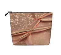 IPPONGET Rose Gold Glitter Print Vanity Bag Single Layer Trousse de maquillage avec fermeture éclair Sacs pour femme Mignon et portable Noir Taille unique Noir Taille unique Noir 1 Taille unique