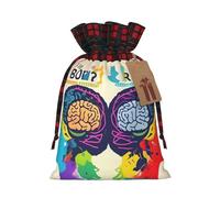 IPPONGET Sacs d'emballage de Noël avec impression de l'avantage du cerveau gauche et droit - Sacs cadeaux festifs pour collègues, mariages, fêtes, etc