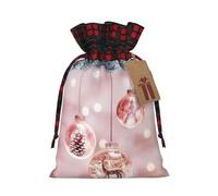 IPPONGET Sacs d'emballage de Noël roses avec impression de boules de Noël, sacs cadeaux festifs pour collègues, mariages, fêtes, etc