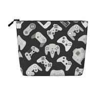IPPONGET Trousse de maquillage avec imprimé manette de jeu - Simple couche - Avec poches zippées - Pour femme - Mignon et portable - Noir - Taille unique - Noir, Noir , Taille unique