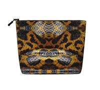 IPPONGET Trousse de maquillage imprimée serpent jaune à une couche avec poches à fermeture éclair pour femme, mignon et portable, noir, taille unique, noir, taille unique, noir 1, taille unique, noir