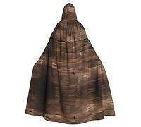 IPPONGET Vieille grange rustique imprimé bois unisexe pleine longueur à capuche effrayant accessoire de costume d'Halloween médiéval sorcière vampire