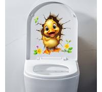 Iprokiu Autocollant 3D pour abattant de WC en forme d'animal mignon - Imperméable - Autocollant pour décoration de salle de bain (canard)