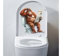 Iprokiu Autocollant animal assis sur le WC, drôle décalcomanie gorille grenouille pour abattant WC, autocollant étanche koala pour salle de bain, autocollant auto-adhésif dessin animé pour décoration