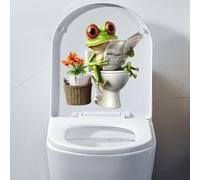 Iprokiu Autocollant d'animal assis sur le siège de toilette Décal drôle Gorille Grenouille Housse de siège de toilette imperméable Koala Autocollant de salle de bain Autocollant de dessin animé pour