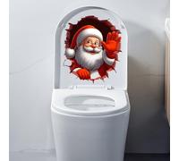 Iprokiu Autocollant de Noël pour toilettes - Motif Père Noël fissuré - Imperméable - Double face - Imprimé double face - Décoration d'intérieur (Père Noël)