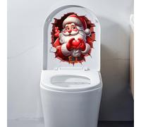 Iprokiu Autocollant de Noël pour toilettes - Motif Père Noël fissuré - Imperméable - Double face - Imprimé double face - Décoration d'intérieur (Père Noël cœur)