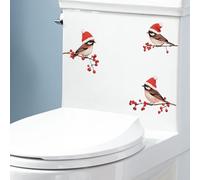 Iprokiu Autocollant mural imperméable imprimé double face pour lunette de toilette Motif oiseau et écureuil