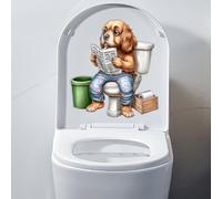 Iprokiu Autocollant mural imperméable pour abattant de toilette - Motif animal amusant - Motif chien et chat - Dinosaure - Canard - Pour salle de bain - Chien